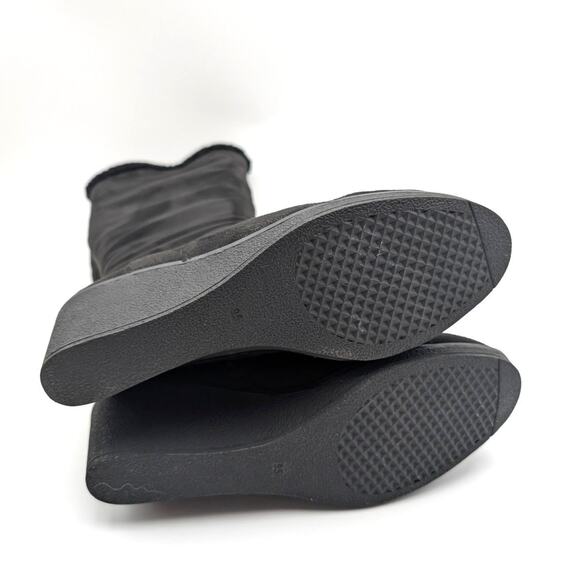 Aerosoles Binocular Shearling Tall Wedge Boots Black Suede Size US9.5 EU40 - Picture 8 of 14